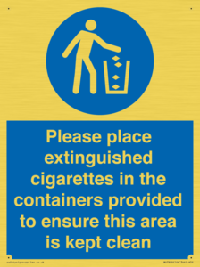 Please place extinguished cigarettes in the containers provided to ensure this area is kept clean